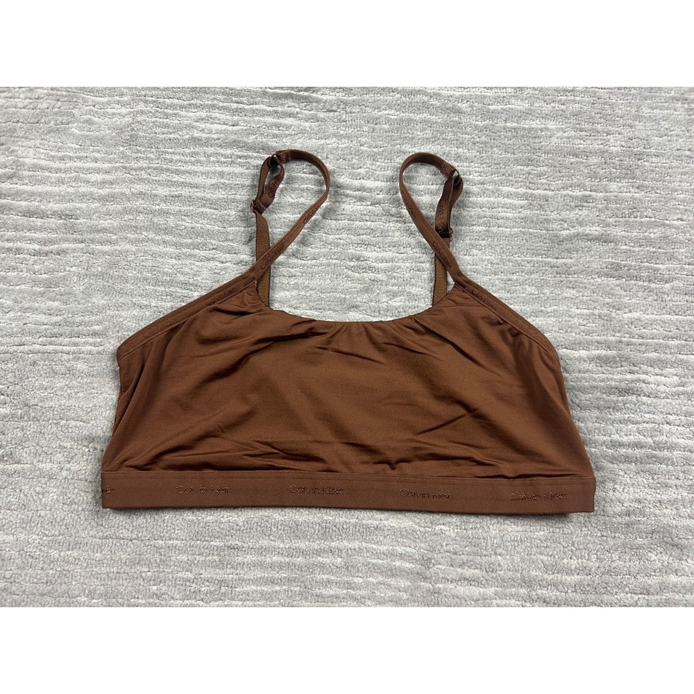 Calvin Klein Bralette Womens XL Brown QF6757 Logo Underband Adjustable Straps
